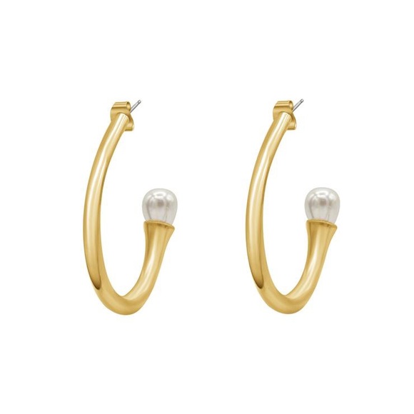 GALANT | Pearl Tip Curved Hoop Earring - Picture 2 of 4